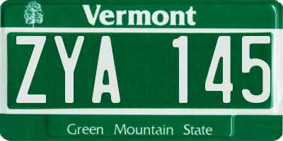 VT license plate ZYA145