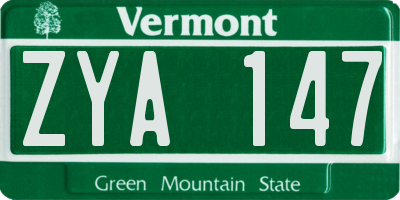 VT license plate ZYA147