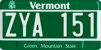 VT license plate ZYA151