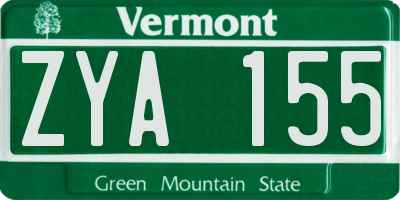 VT license plate ZYA155