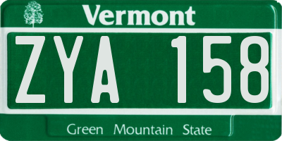 VT license plate ZYA158