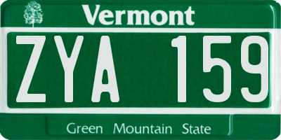 VT license plate ZYA159