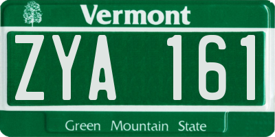 VT license plate ZYA161