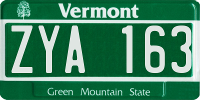 VT license plate ZYA163
