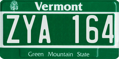 VT license plate ZYA164