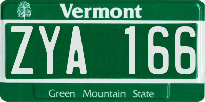 VT license plate ZYA166