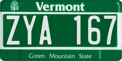 VT license plate ZYA167