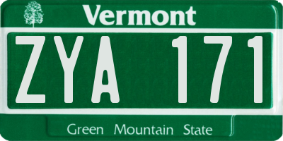 VT license plate ZYA171