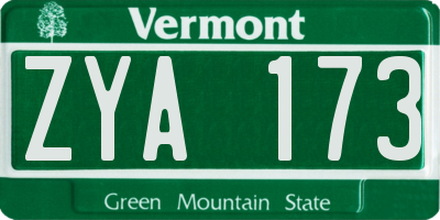 VT license plate ZYA173