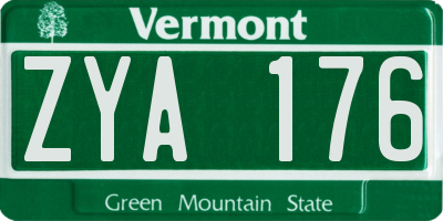 VT license plate ZYA176