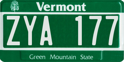 VT license plate ZYA177