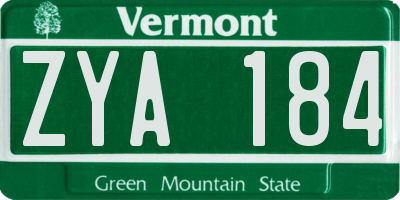 VT license plate ZYA184