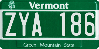 VT license plate ZYA186