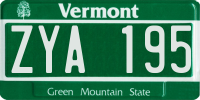 VT license plate ZYA195