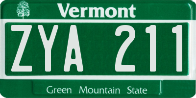 VT license plate ZYA211
