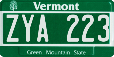 VT license plate ZYA223
