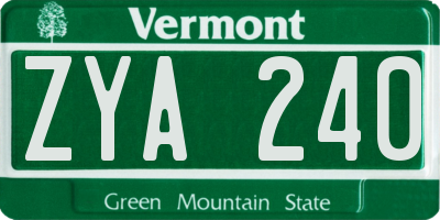 VT license plate ZYA240