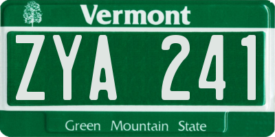 VT license plate ZYA241