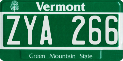 VT license plate ZYA266