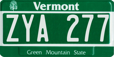 VT license plate ZYA277