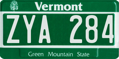 VT license plate ZYA284