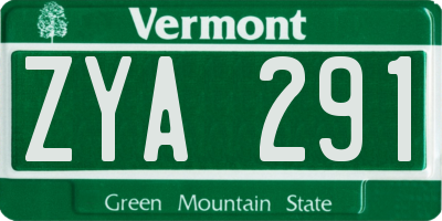 VT license plate ZYA291