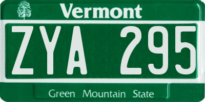 VT license plate ZYA295