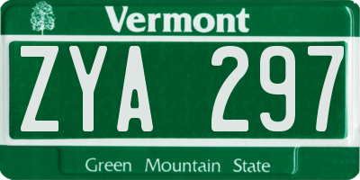 VT license plate ZYA297
