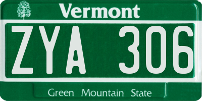 VT license plate ZYA306