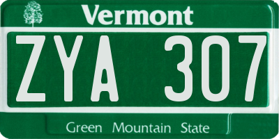 VT license plate ZYA307