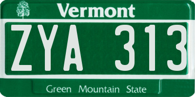 VT license plate ZYA313