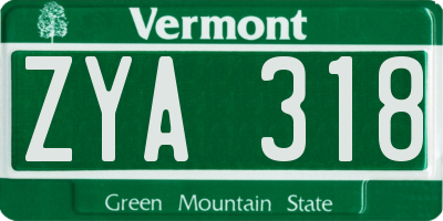 VT license plate ZYA318