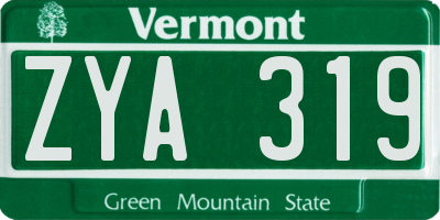 VT license plate ZYA319