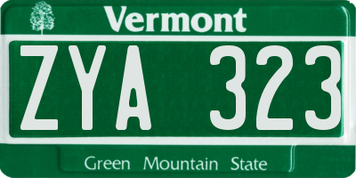 VT license plate ZYA323