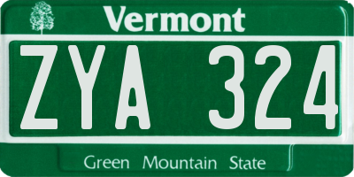 VT license plate ZYA324