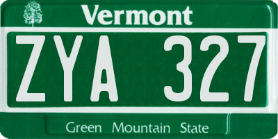 VT license plate ZYA327