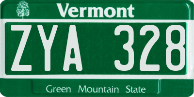 VT license plate ZYA328