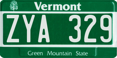 VT license plate ZYA329