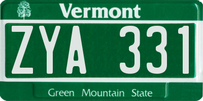 VT license plate ZYA331