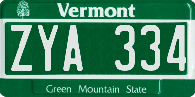 VT license plate ZYA334