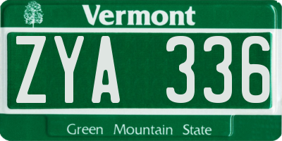 VT license plate ZYA336