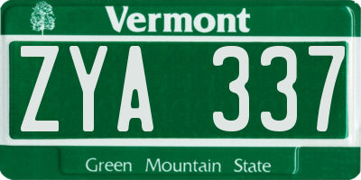 VT license plate ZYA337