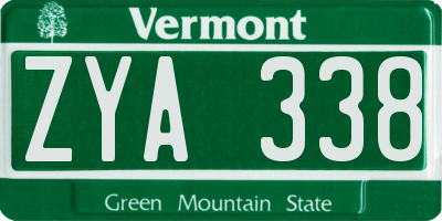 VT license plate ZYA338