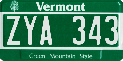 VT license plate ZYA343