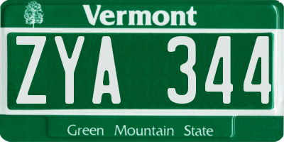 VT license plate ZYA344