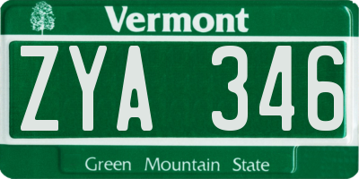 VT license plate ZYA346