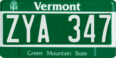 VT license plate ZYA347