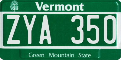 VT license plate ZYA350