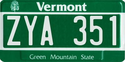VT license plate ZYA351
