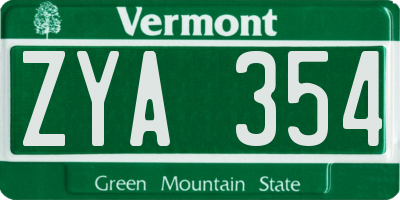VT license plate ZYA354